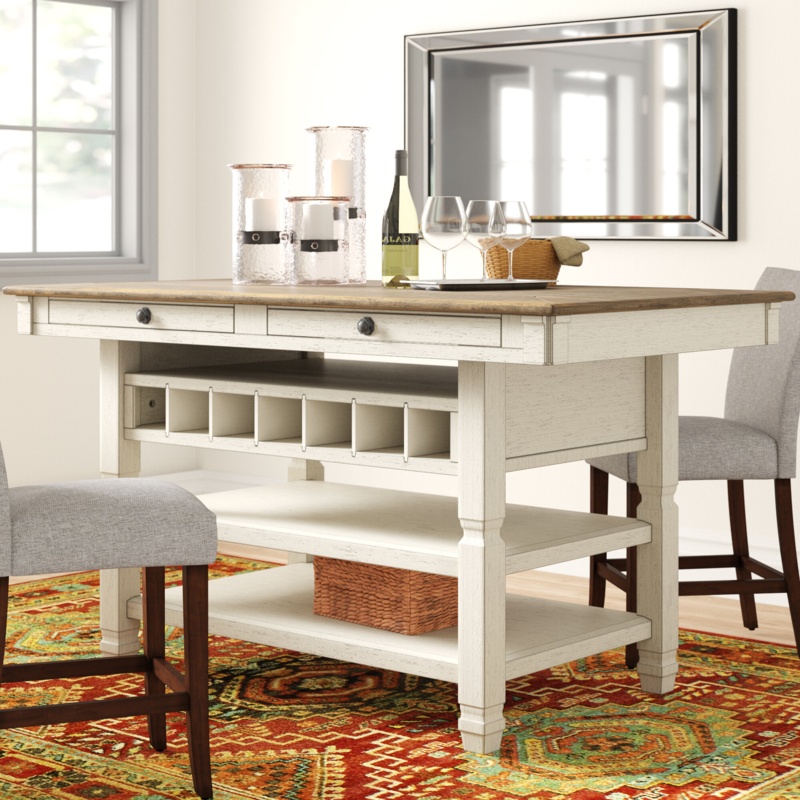 Dining Table with Storage and Wine Rack