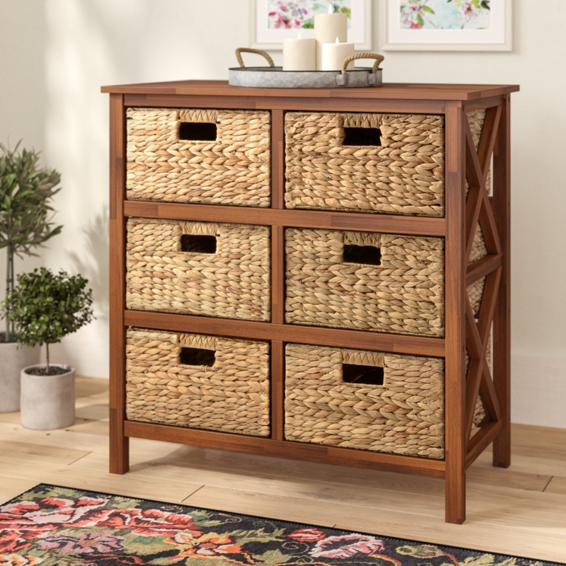 Cottage-Style Accent Cabinet with Baskets