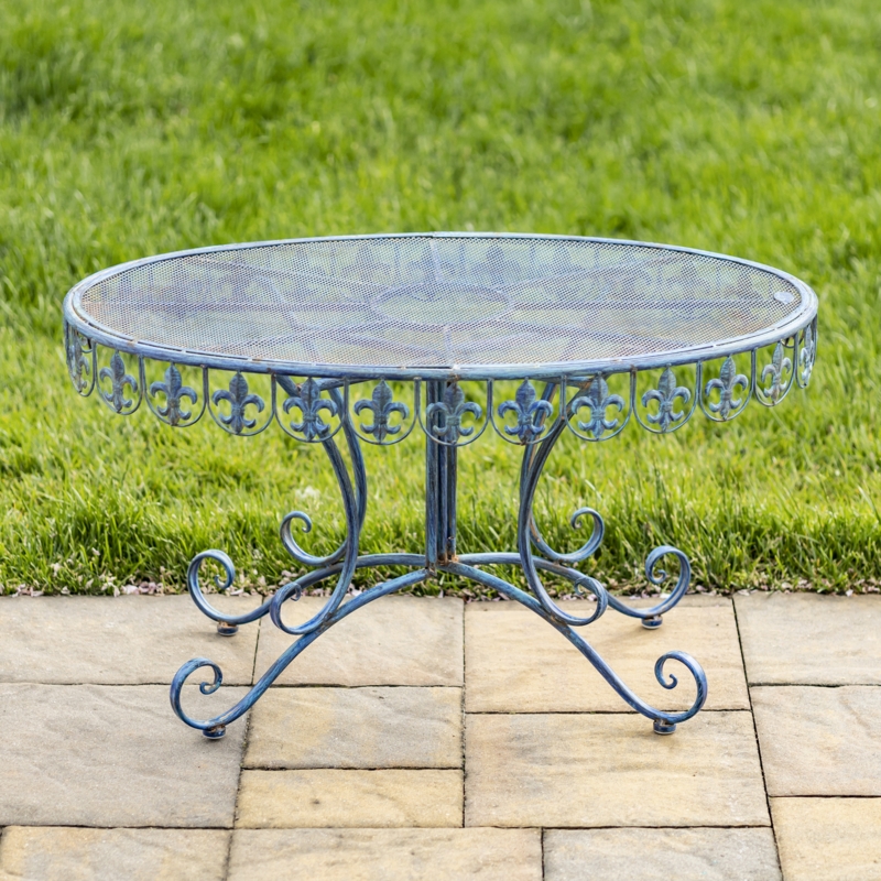 Round Iron Coffee Table with Fleur-de-Lis Detail