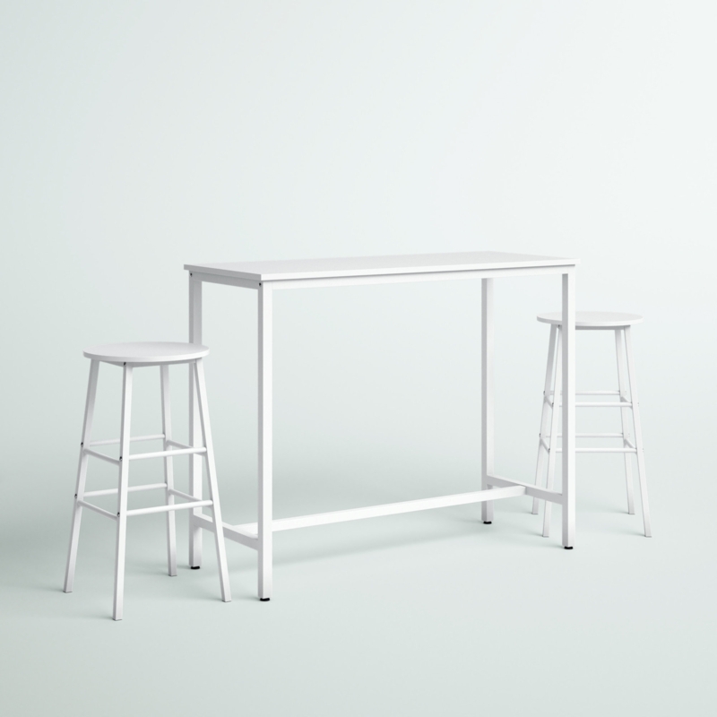 3-Piece Bar Table Set with Stowaway Stools