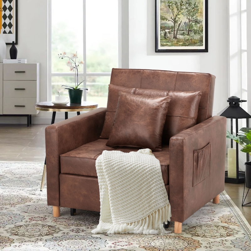 Convertible Leather Chair with Multiple Functions