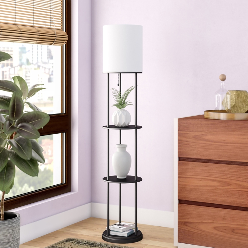 Floor Lamp with Built-in Shelves