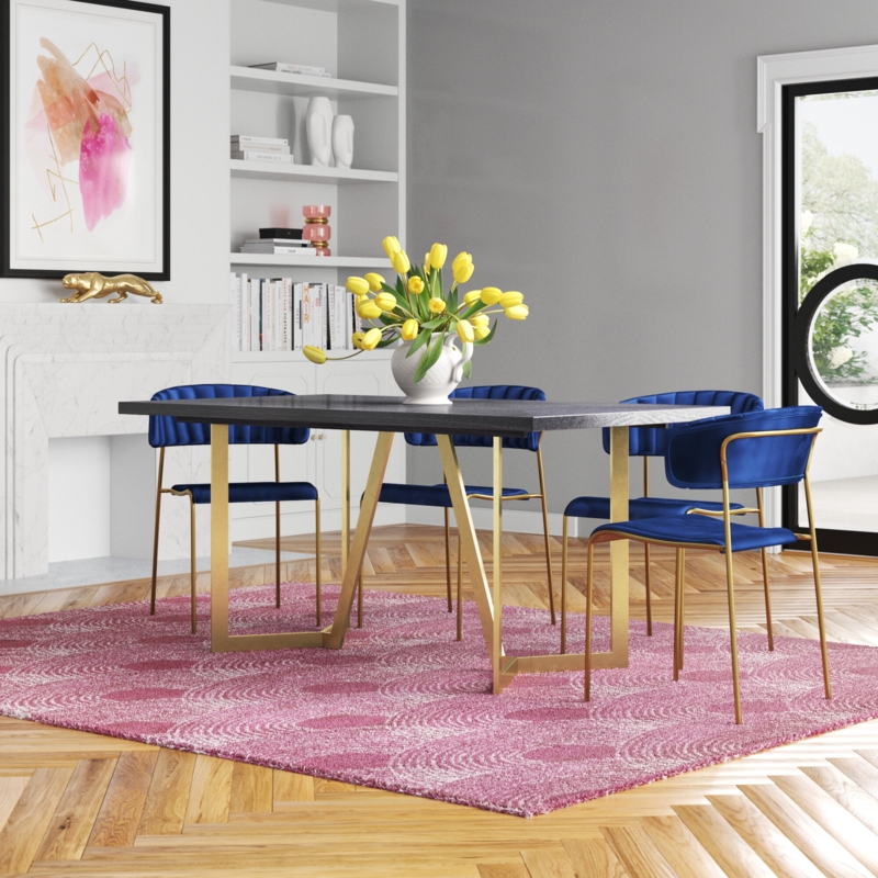 Contemporary Dining Table with Gold Metal Base
