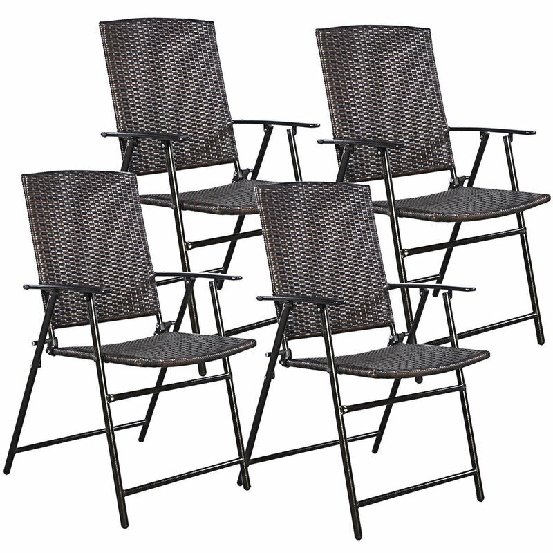 Set of Four Folding Dining Room Chairs for Dual Use