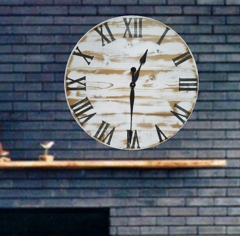 Oversized Distressed Wood Wall Clock