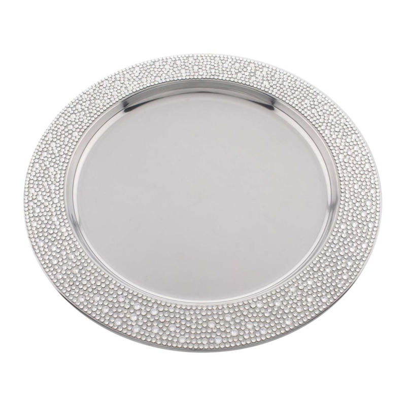 Crystal Rhinestone Stainless Steel Charger Plate