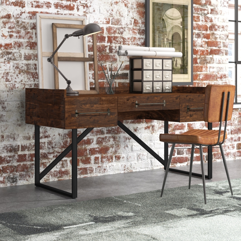 Weathered Writing Desk with Rustic Metal Pulls
