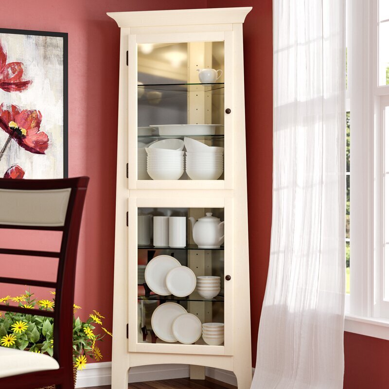 Simple Corner Curio Cabinet with Glass Doors