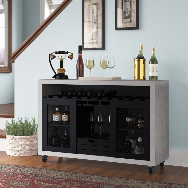 Skinny Buffet Table with Wine Storage