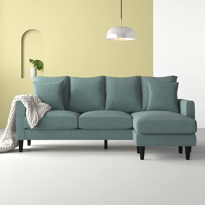 Modern Sofa-and-Chaise Sectional with Pillows