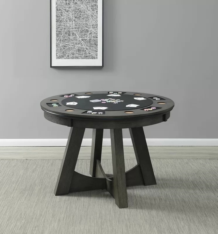 Sleek Grey Round Table For Games 