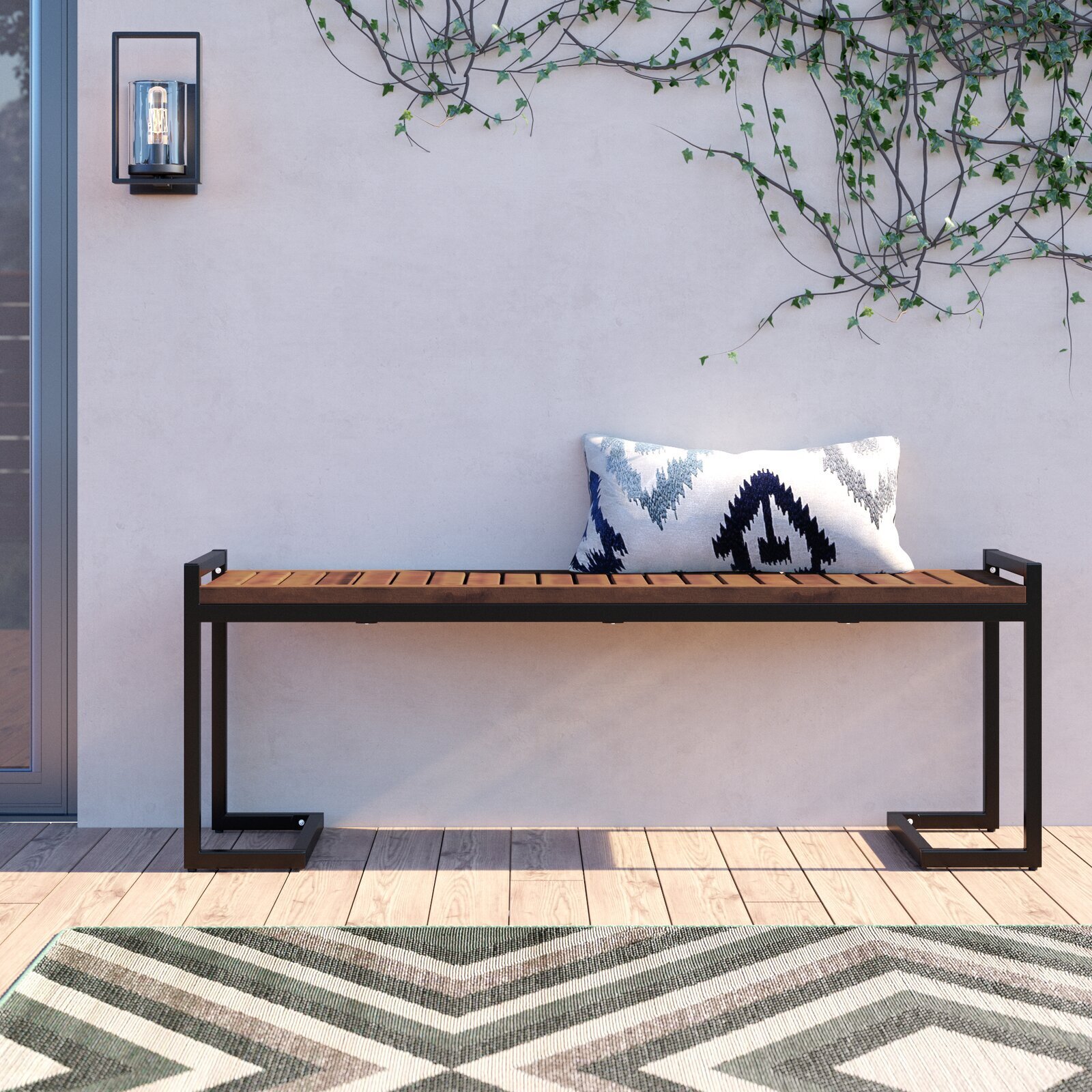 Sleek modern outdoor deck bench