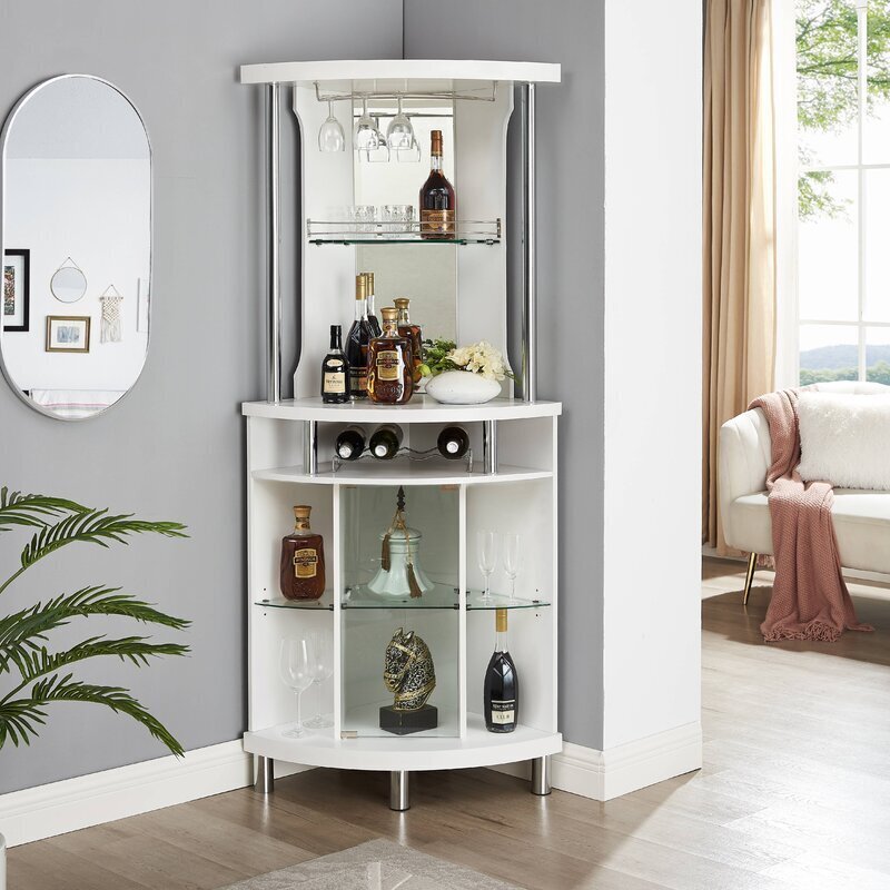 Slim Minimalist Corner Bar Cabinet Design