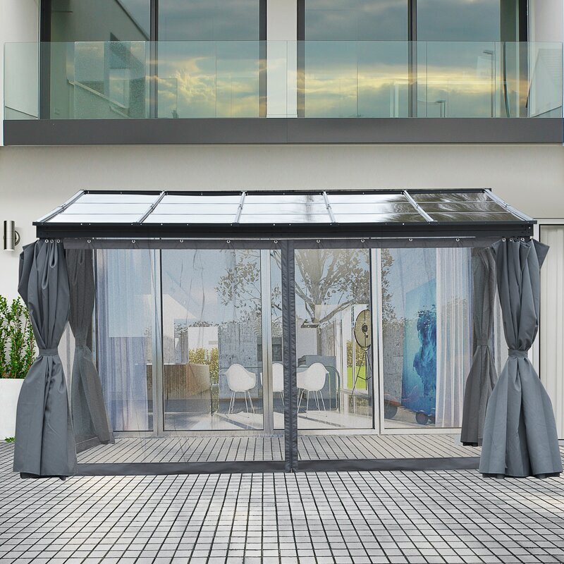 Sloping Roof Gazebo With Screen