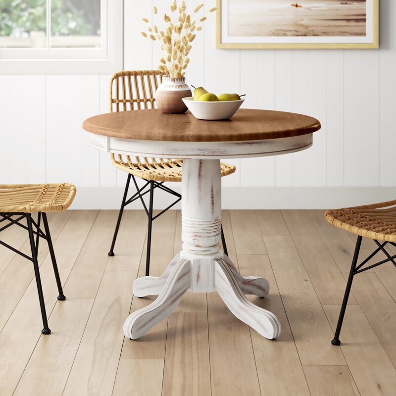 Small Two Tone Rustic White Dining Table for Two