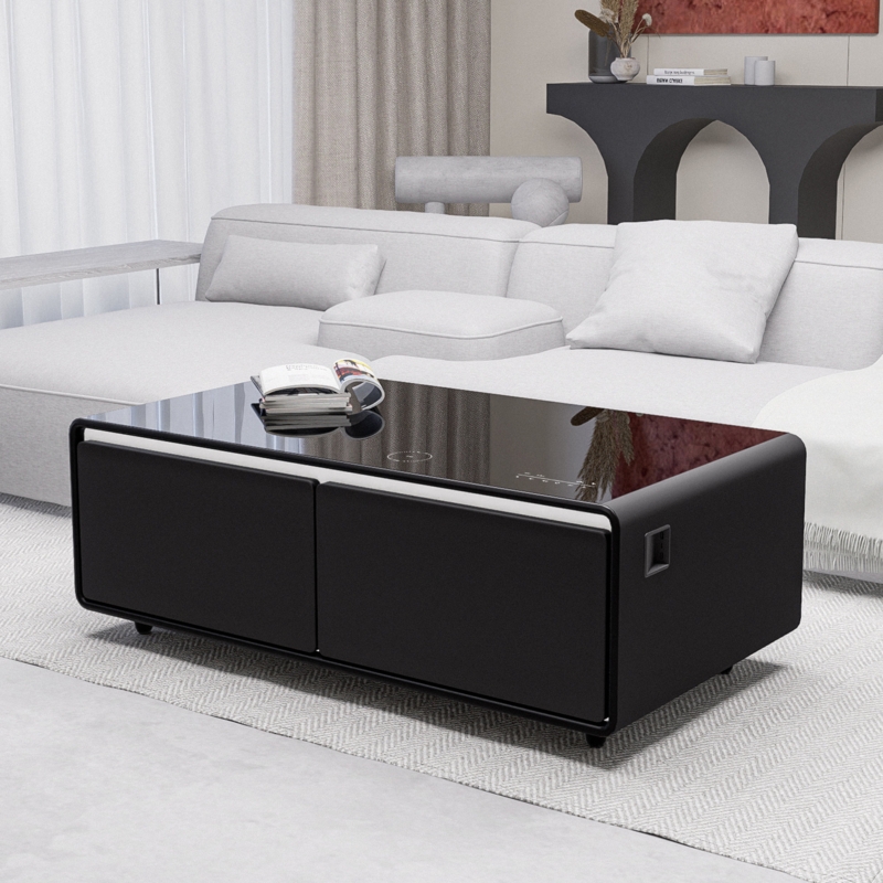 Smart Coffee Table with Fridge Drawers and Speakers