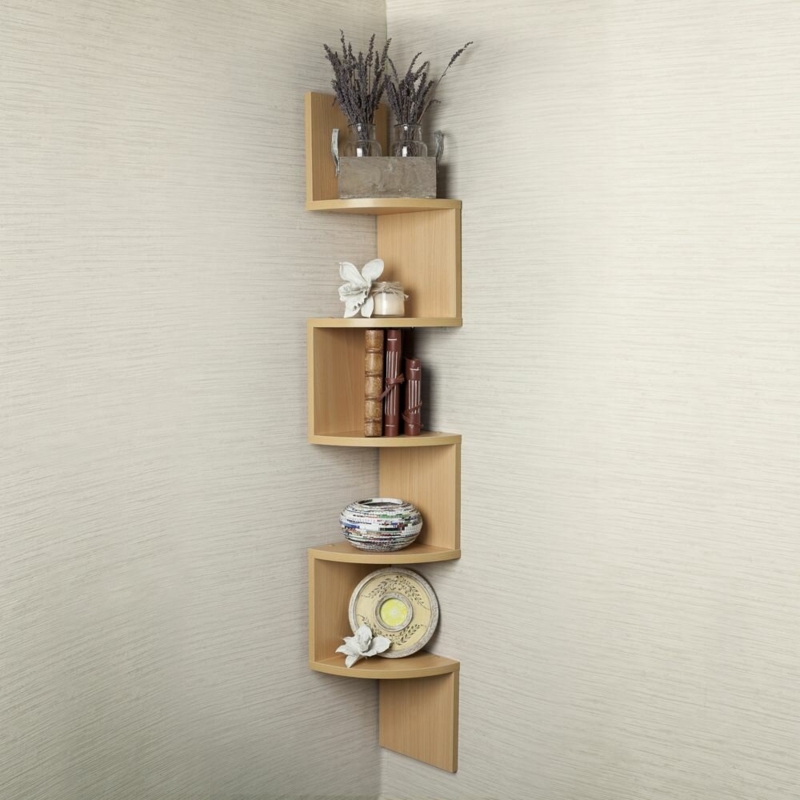 Corner Wall Shelf with 5 Open Shelves