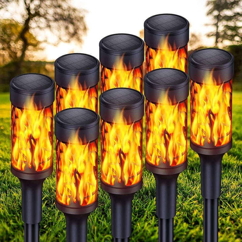 12 Black Battery Operated Faux Flame LED Hurricane Lantern