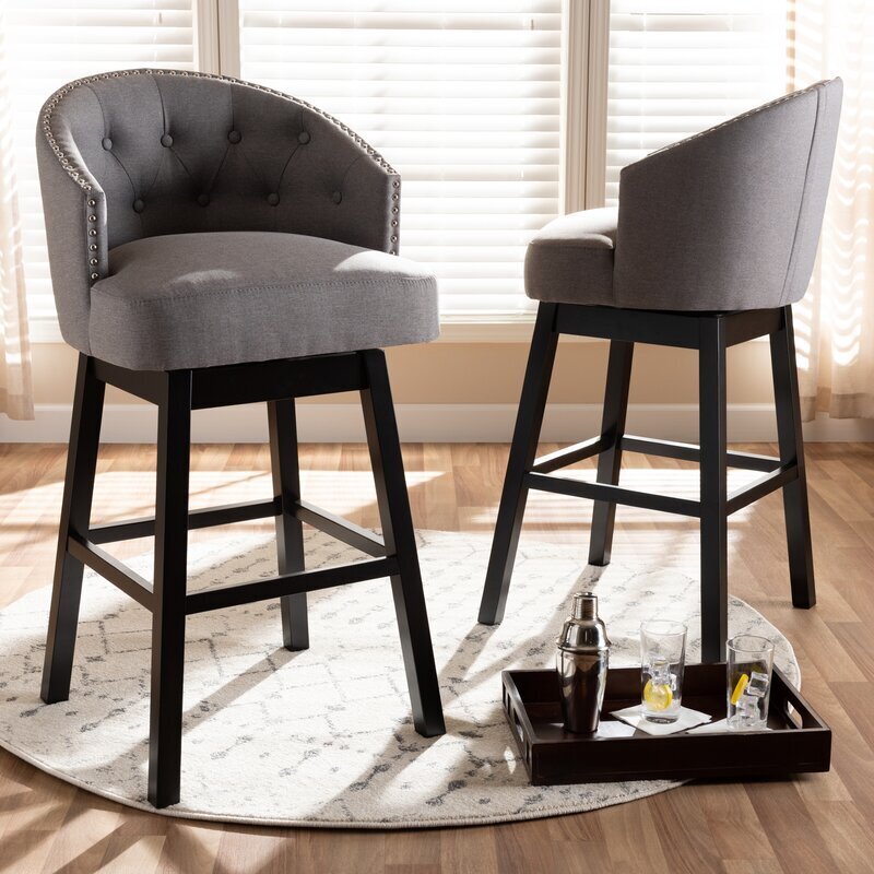 Solid rubberwood barstool with backs