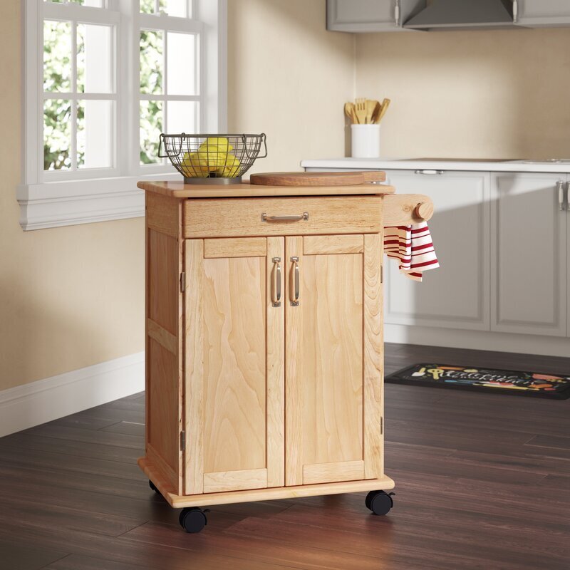 Solid wood kitchen cabinet with wheels