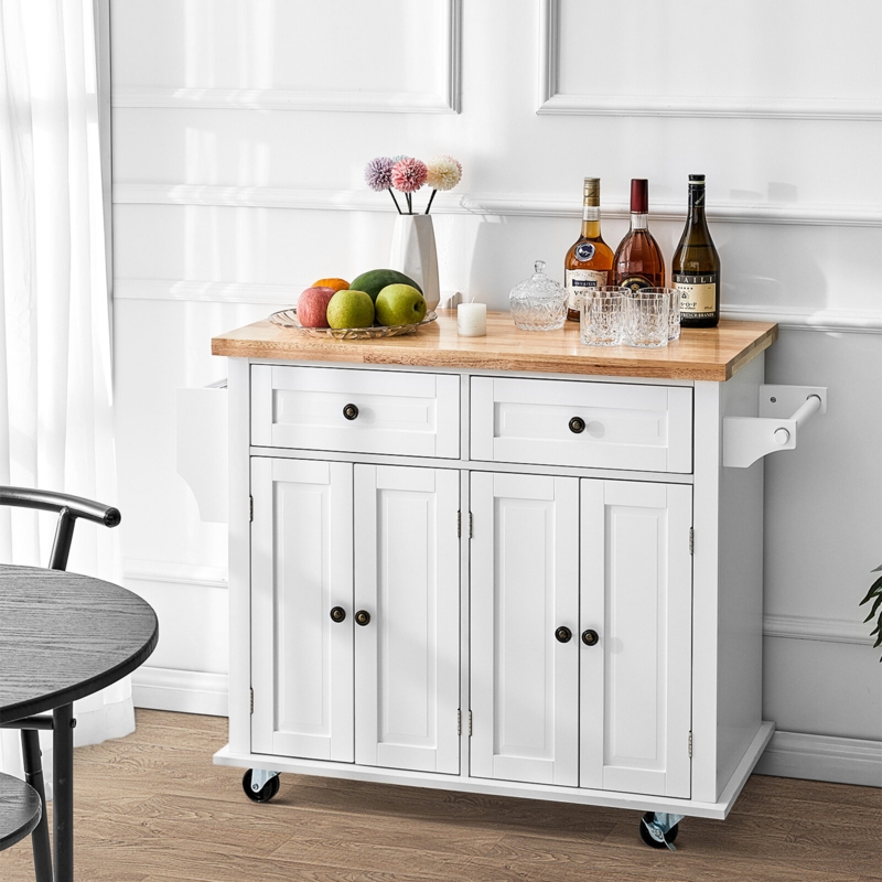 Mobile Kitchen Island Cabinet with Storage