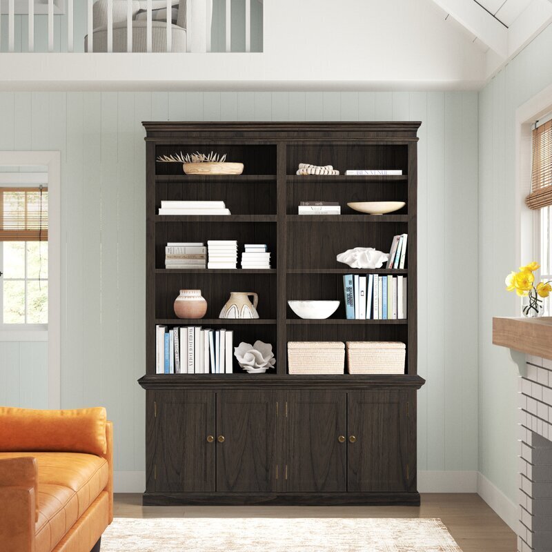 Solid wood large bookcase with doors