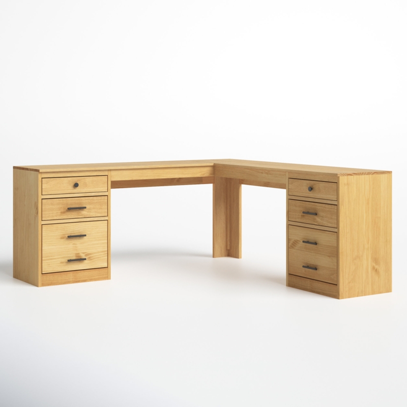 L-Shaped Desk with Double-File Cabinets