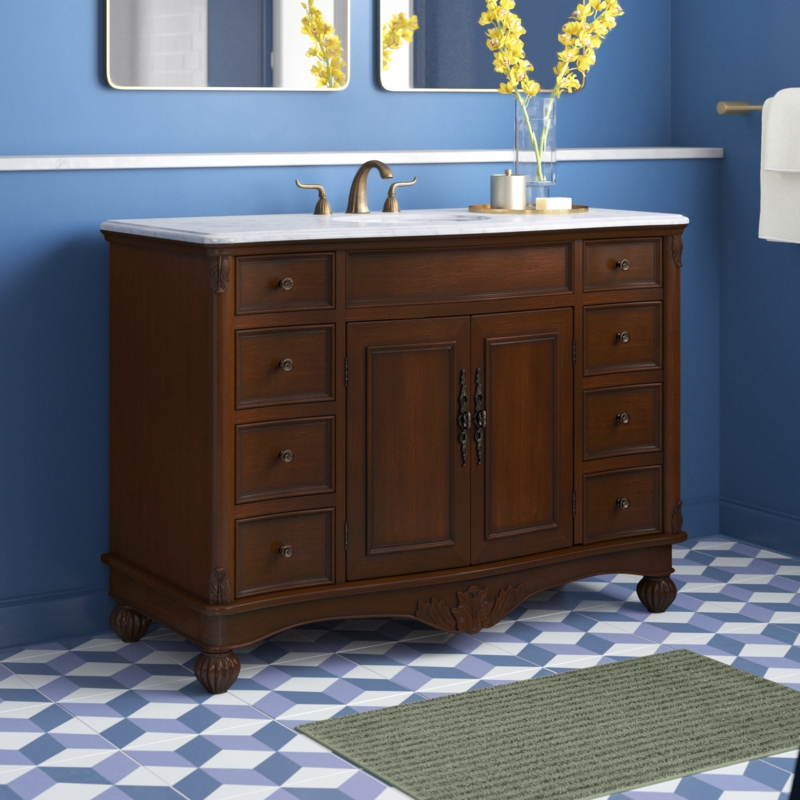 Marble-Topped Antique-Style Bathroom Vanity