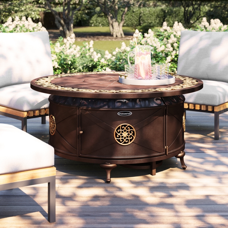 48" Round Aluminum Propane Fire Pit Table