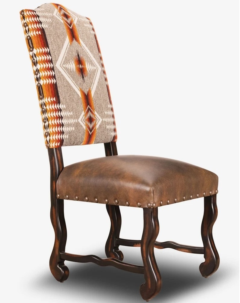 Southwestern Accent Chair With Curly Legs