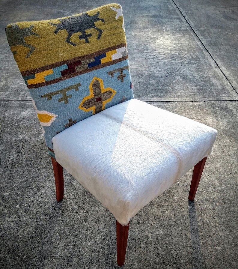 Southwestern Chair With Cowhide Seat