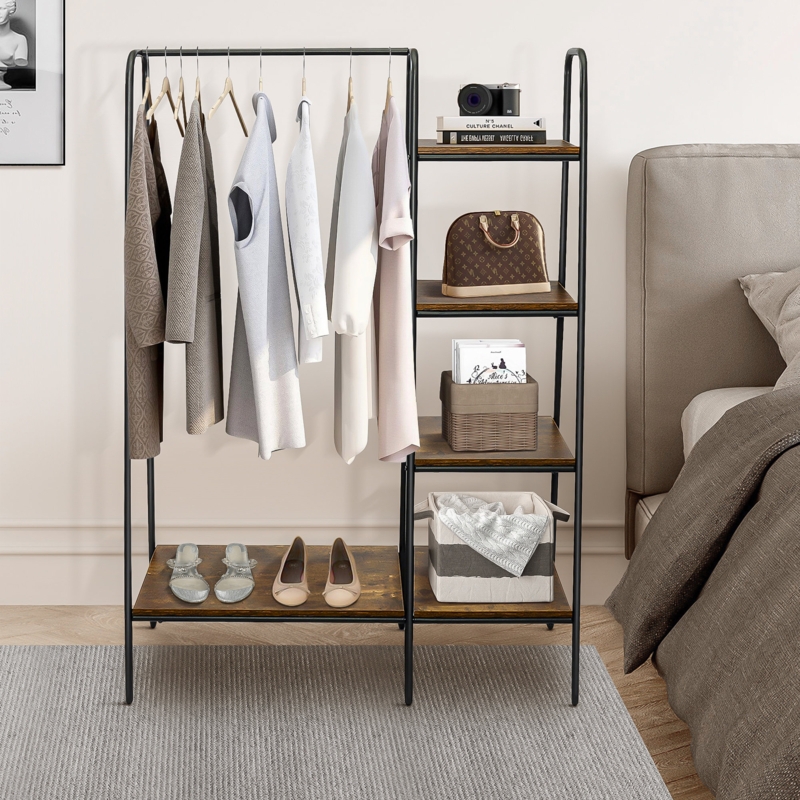 Clothes Rack with Four-Tier Shelves