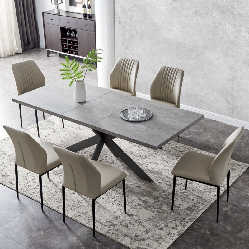 Modern Kitchen Dining MDF Table and Chairs Set for 6
