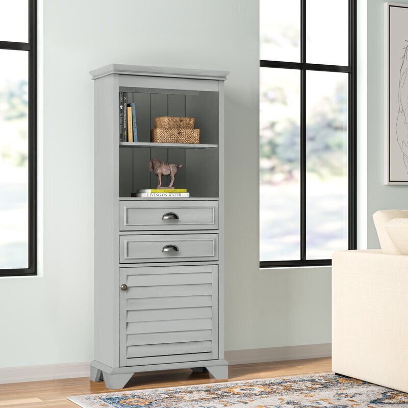 Spacious Grey Tall Linen Cabinet