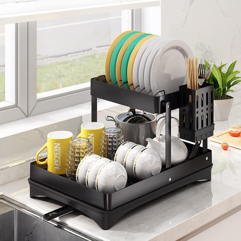 Large 2-Tier Collapsible Dish Drying Rack