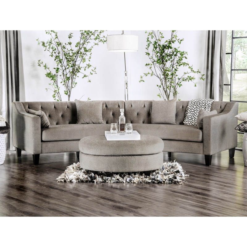 Curved Sectional Sofa with Tufted Back
