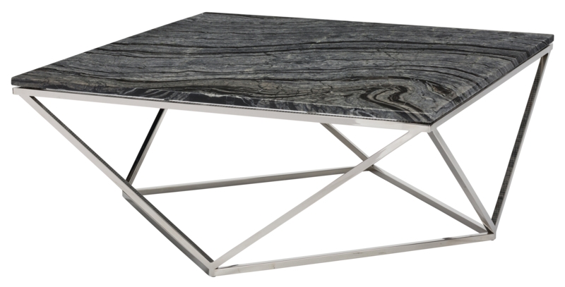 Elegant Marble Coffee Table with Geometric Base
