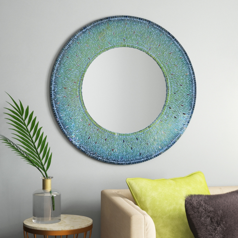 Coastal Glass Mosaic Round Mirror