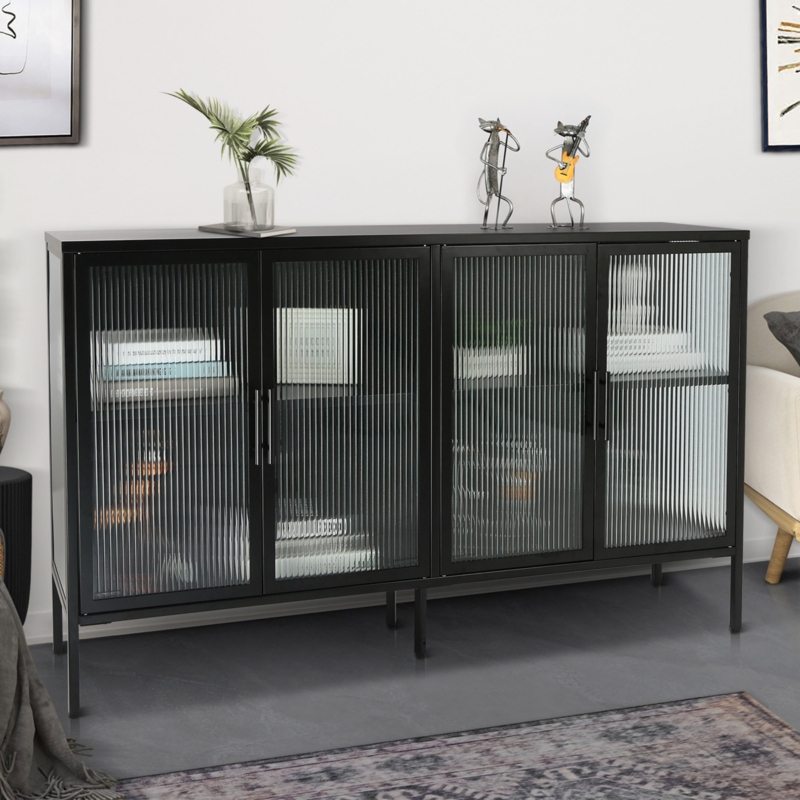 Elegant Sideboard with Glass Doors and Adjustable Shelves