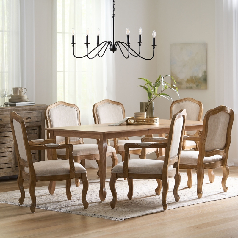 French Country Inspired Dining Set with Extendable Table