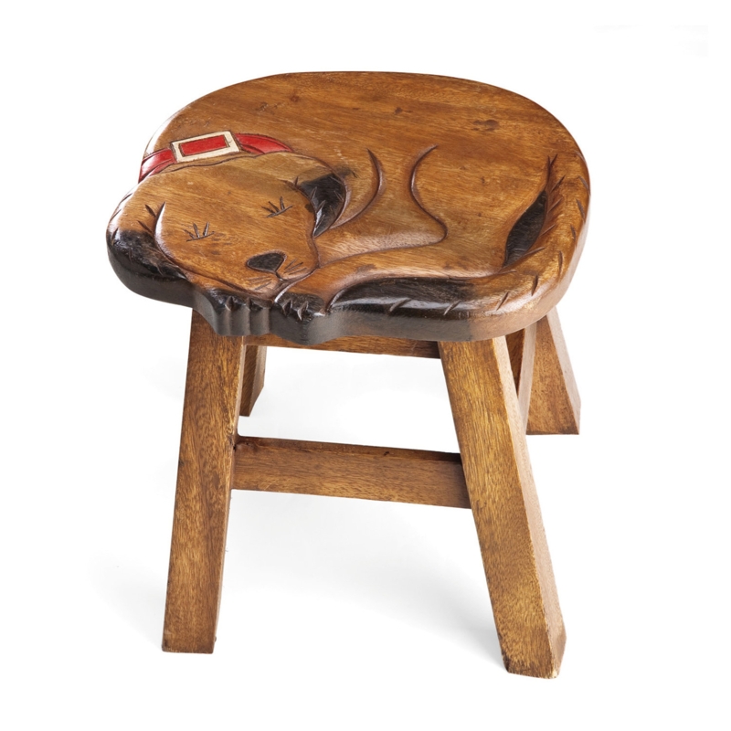 Sustainable Acacia Wood Hand-Carved Stool