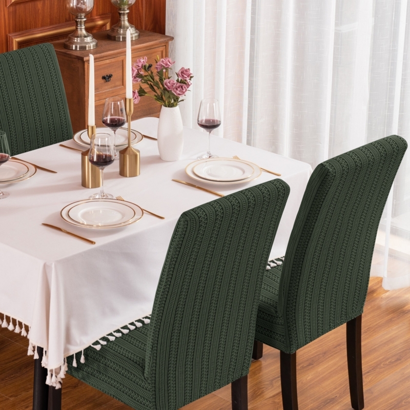 Striped Jacquard Dining Chair Slipcover Set