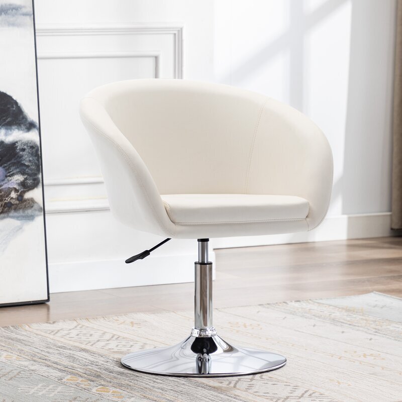 Stylish Leather Swivel Barrel Chair with Pedestal Base