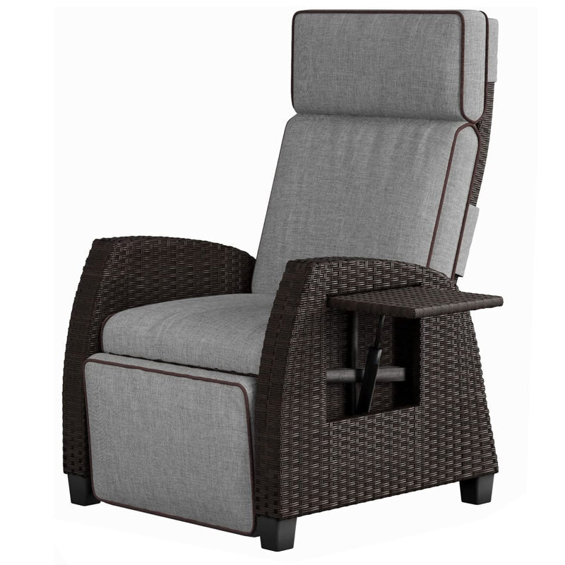 Stylish patio recliner with laptop table