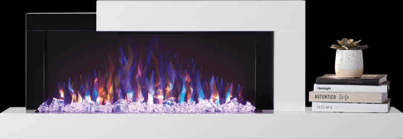 Wall-Hanging Electric Fireplace with Side Shelf