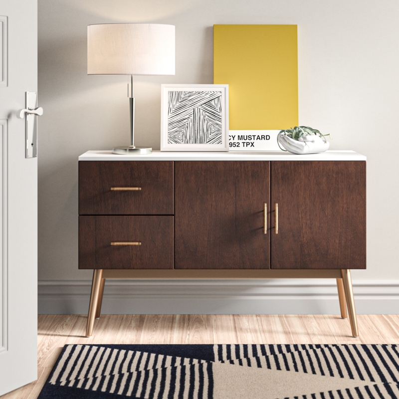 2-Drawer Buffet Cabinet with Splayed Legs