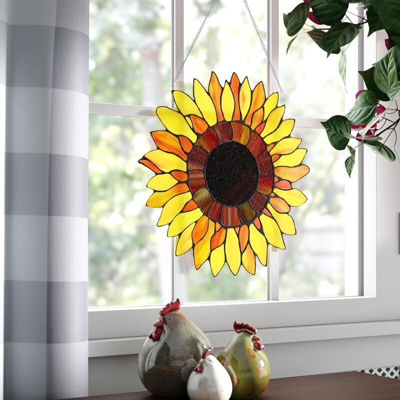 Sunflower Stained Glass Window Décor
