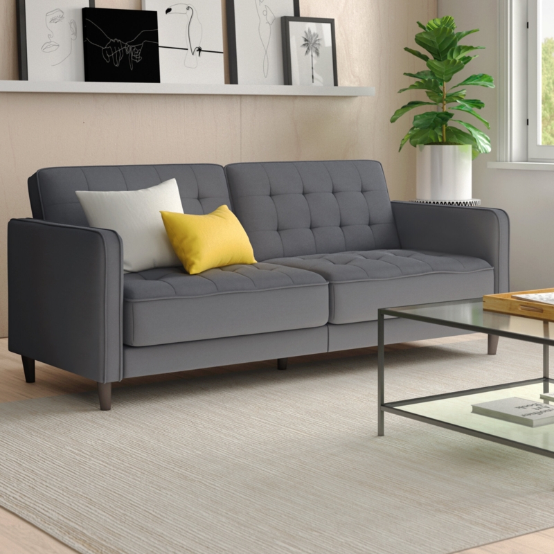 Stylish Sofa Bed with Tapered Dowel Legs