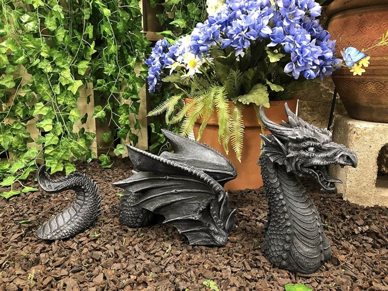 Swimming Castle Moat Mordor Dragon Lawn Garden Centerpiece Statue