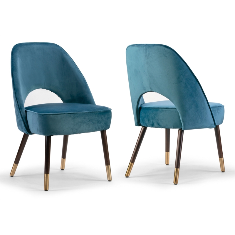 Velvet Chair with Golden Accented Beech Wood Legs